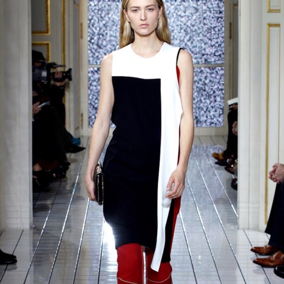 Balenciaga Paris 2011 Runway Colorblock Drape Midi Dress - Picture 1 of 14